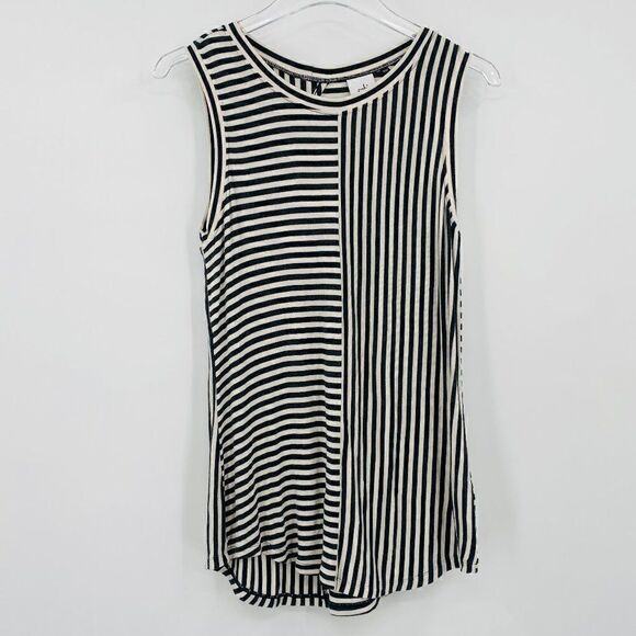 Cabi Size Small Charcoal Gray Striped Sleeveless London Tank Top Jersey Knit - Picture 3 of 11